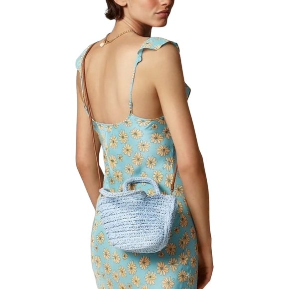 New! J. Crew Small Malta Handwoven Straw Bag with Leather Strap - Picture 2 of 12